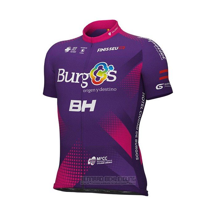 2022 Fahrradbekleidung Burgos Bh Volett Fuchsie Trikot Kurzarm und Tragerhose